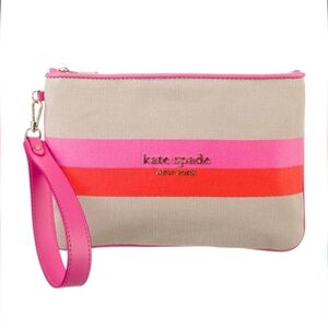 Kate Spade Stripped Logo Canvas Wristlett